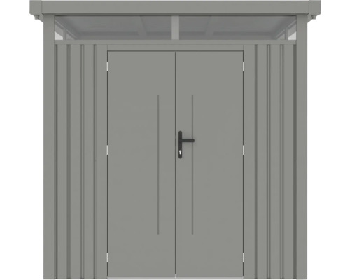 Kovový záhradný domček s dvojkrídlovými dverami