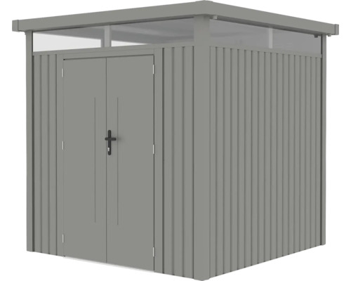 Záhradná skriňa s dvojkrídlovými dverami a svetlíkom pre záhradné náradie a vybavenie