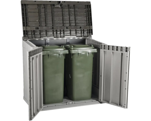 Box na smetné nádoby s dvoma zelenými smetnými nádobami