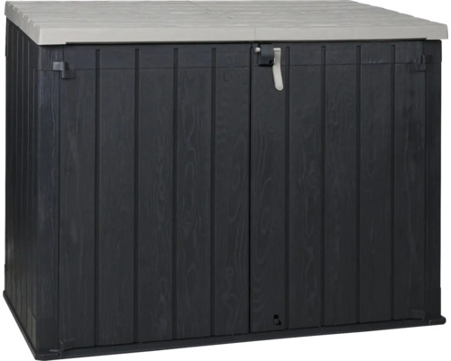 Záhradná skrinka Toomax Stora Way Plus 2XL 178 x 109 x 140 cm plastová grafit Záhradná truhlica z plastu s dizajnom dreva a vekom