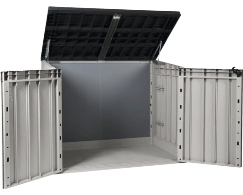 Otvorený úložný box na záhradné náradie