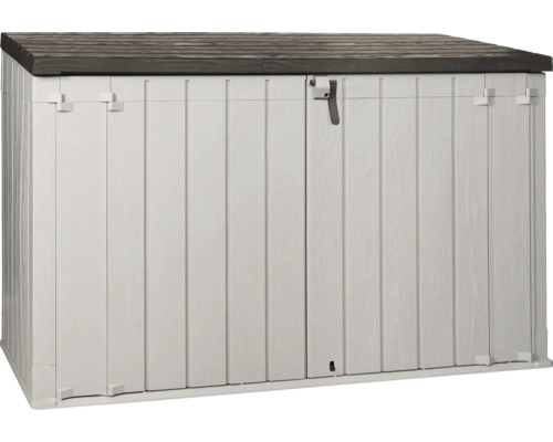 Záhradná skrinka Toomax Stora Way Plus 3XL 216 x 109 x 140 cm plastová béžová Záhradný box z plastu s dreveným vzhľadom