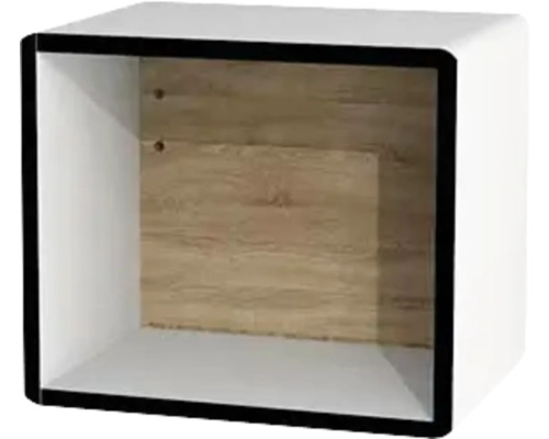 Nástenný regál do kúpeľne Devo Sonus 2.0 biely 38 x 32,5 x 28 cm SO2-SWO380x325-F01 Štvorcová nástenná polica s drevenou zadnou stenou