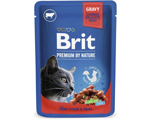 Kapsička pre mačky Brit Premium Beef & Peas Gravy 100 g
