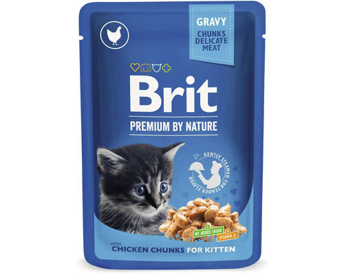 Kapsička pre mačky Brit Premium Chicken for Kitten Gravy 100 g