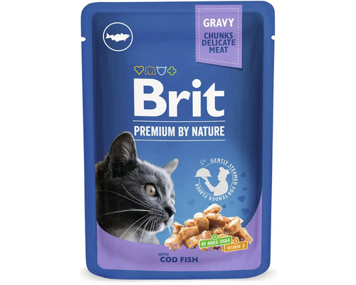 Kapsička pre mačky Brit Premium Cod Fish Gravy 100 g Brit mačacie krmivo s treskou v omáčke