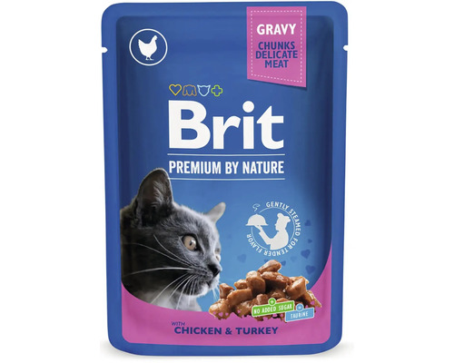 Kapsička pre mačky Brit Premium Chicken & Turkey Gravy 100 g