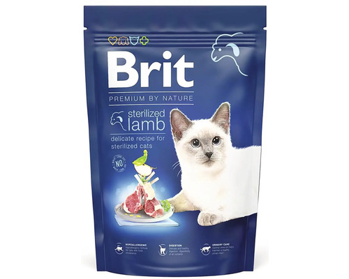 Granule pre mačky Brit Premium by Nature Cat Sterilized Lamb 1,5 kg Brit Premium by Nature Krmivo pre kastrované mačky s jahňacím mäsom