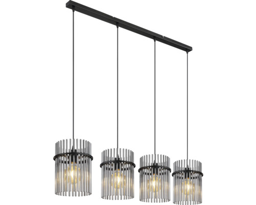 Závesné svietidlo so štyrmi svietidlami a valcovými tienidlami