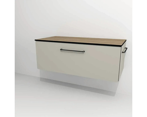 Kúpeľňová skrinka pod umývadlo Devo Sonus 2.0 Muschel 97 x 36 x 45 cm SO2-SU1S97x36F91K51 Závesná skrinka pod umývadlo so zásuvkou a drevenou doskou