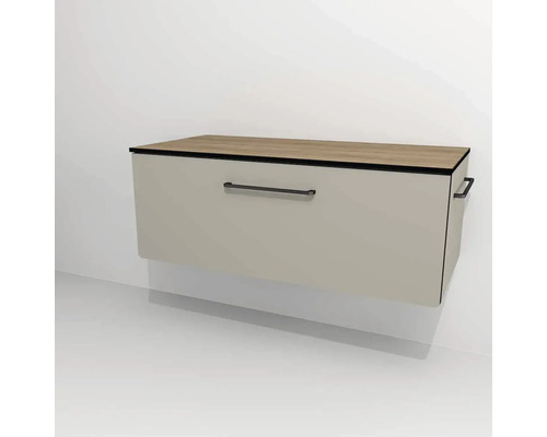 Kúpeľňová skrinka pod umývadlo Devo Sonus 2.0 Dakar 97 x 36 x 45 cm SO2-SU1S97x36F89K51 Závesná skrinka pod umývadlo s drevenou doskou a úchytkou
