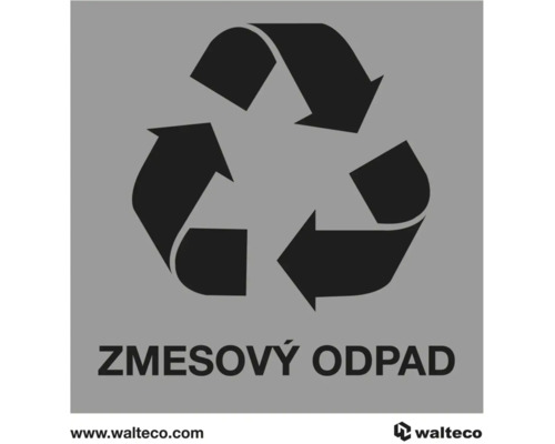 Nálepka RECYKLÁCIA ZMESOVÝ ODPAD, 92x92 mm Symbol pre zmesový odpad