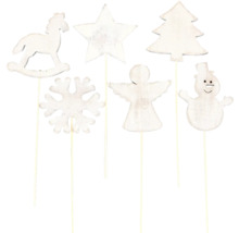 Dekoratívne drevené zápichy s vianočnými motívmi