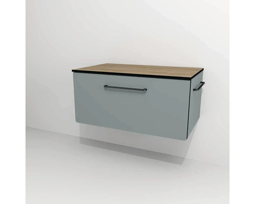 Kúpeľňová skrinka pod umývadlo Devo Sonus 2.0 fjordová zelená 77 x 36 x 45 cm SO2-SU1S77x36F72K51 Nástenná skrinka pod umývadlo so zásuvkou a drevenou doskou