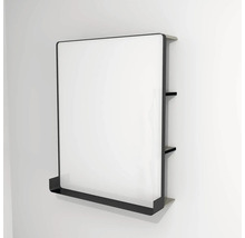 LED zrkadlo do kúpeľne s osvetlením Devo Sonus 2.0 s poličkou 75,5 x 94 cm IP 44 Dakar Suedette matná/čierna SO2-LU75x94x27-F89