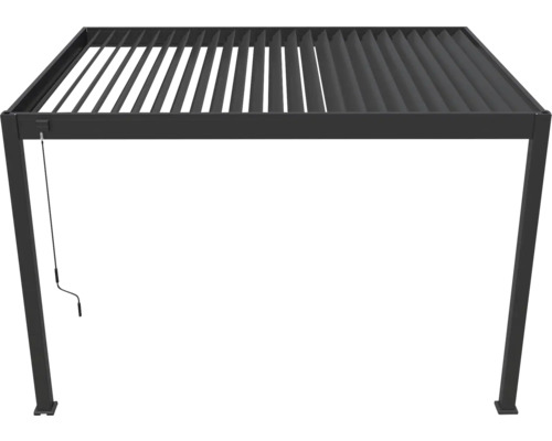 Pergola bioklimatická Rojaplast Intro Plus 400 x 300 x 255 cm do steny antracit Pergola s lamelovou strechou a kľukovým ovládaním pre záhradu
