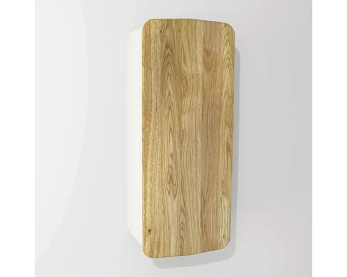 Kúpeľňová závesná skrinka Devo Oval pravá dub prírodný/alpská biela 34 x 94 x 33 cm OV-SW1DPR34-P36D01L10 Nástenná skrinka s drevenou prednou stranou