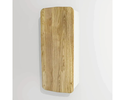 Kúpeľňová závesná skrinka Devo Oval ľavá dub prírodný/alpská biela 34 x 94 x 33 cm OV-SW1DLE34-P36D01L10 Závesná skrinka s drevenými dvierkami