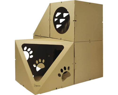 Domček pre mačky kartónový BASIC 54 x 54 x 54 cm dvojposchodový