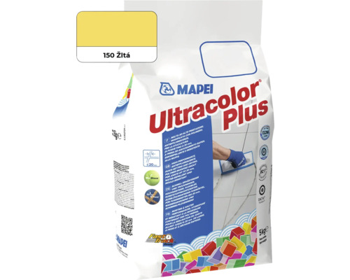 Škárovacia hmota Mapei Ultracolor Plus 150 žltá 5 kg Mapei Ultracolor Plus škárovacia hmota, farba žltá, 5 kilogramové balenie