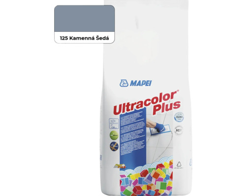 Škárovacia hmota Mapei Ultracolor Plus 125 kamenná šedá 2 kg Mapei Ultracolor Plus škárovacia hmota, farba 125 kamenná šedá, vo vreci