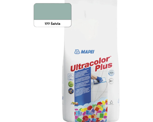Škárovacia hmota Mapei Ultracolor Plus 177 šalvia 2 kg Mapei škárovacia hmota Ultracolor Plus odtieň 177 Salvia vo vreci