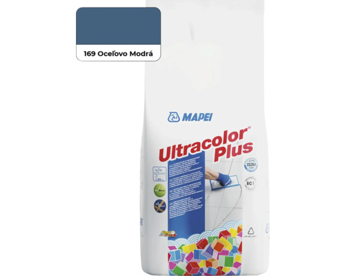 Škárovacia hmota Mapei Ultracolor Plus 169 oceľovo modrá 2 kg Mapei škárovacia hmota Ultracolor Plus, odtieň 169 oceľovo modrá