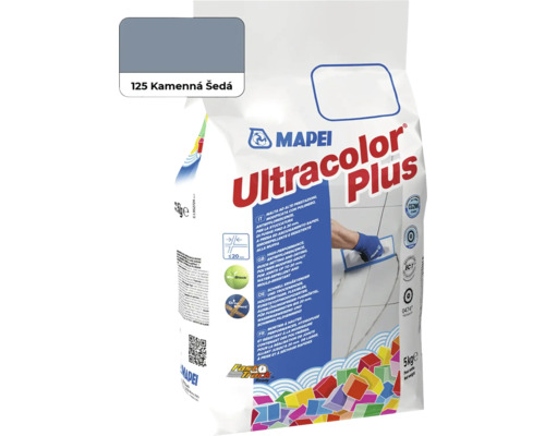 Škárovacia hmota Mapei Ultracolor Plus 125 kamenná šedá 5 kg Mapei Ultracolor Plus škárovacia hmota, farba 125 kamenná sivá, v 5 kg balení