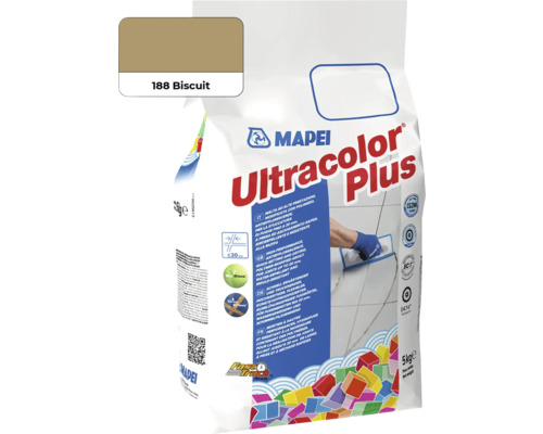 Škárovacia hmota Mapei Ultracolor Plus 188 biscuit 5 kg Mapei Ultracolor Plus škárovacia hmota, farba 188 Biscuit, v 5-kilogramovom balení
