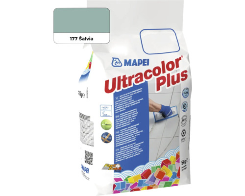 Škárovacia hmota Mapei Ultracolor Plus 177 šalvia 5 kg Mapei Ultracolor Plus škárovacia hmota, farba 177 Salvia, v 5 kg vreci