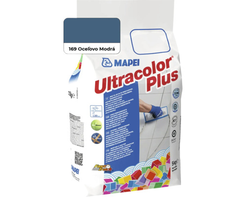 Škárovacia hmota Mapei Ultracolor Plus 169 oceľovo modrá 5 kg Vrecko škárovacej hmoty Mapei Ultracolor Plus so vzorkou farby