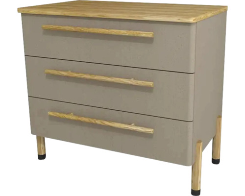 Kúpeľňová skrinka pod umývadlo Devo Sonet Dakar/dub 84 x 75 x 49 cm SF-SU3S84-F120D01L09 Komoda s tromi zásuvkami a drevenými úchytkami