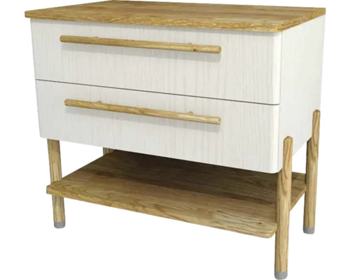 Kúpeľňová skrinka pod umývadlo Devo Sonet biela/dub 84 x 75 x 49 cm SF-SU2S84-F104D01L10 Skrinka pod umývadlo s dvoma zásuvkami a policou