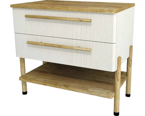 Kúpeľňová skrinka pod umývadlo Devo Sonet biela/dub 84 x 75 x 49 cm SF-SU2S84-F104D01L09 Skrinka pod umývadlo s dvomi zásuvkami a úložnou policou