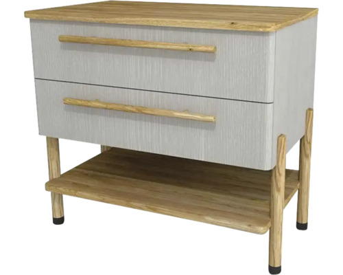 Kúpeľňová skrinka pod umývadlo Devo Sonet sivá/dub 84 x 75 x 49 cm SF-SU2S84-F114D01L09 Skrinka pod umývadlo s dvomi zásuvkami a policou