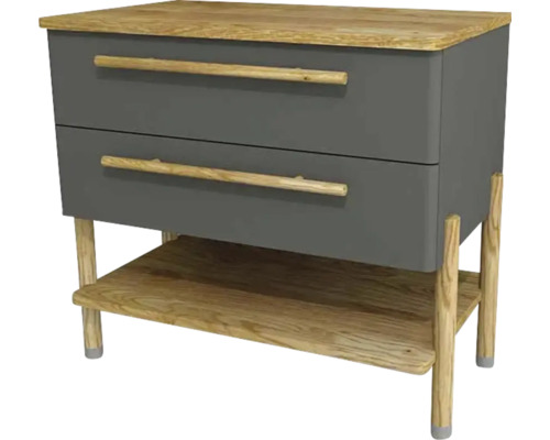 Kúpeľňová skrinka pod umývadlo Devo Sonet sivá Classico/dub 84 x 75 x 49 cm SF-SU2S84-F118D01L10 Sivá skrinka pod umývadlo s dvomi zásuvkami a úložnou policou