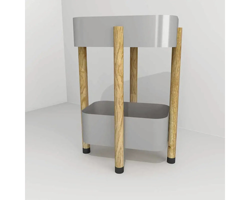 Regál do kúpeľne Devo Sonet sivá/dub prírodný 49 x 68 x 34 cm SF-PRZY49-L10D01L09 Polica s dvoma policami a drevenými nohami