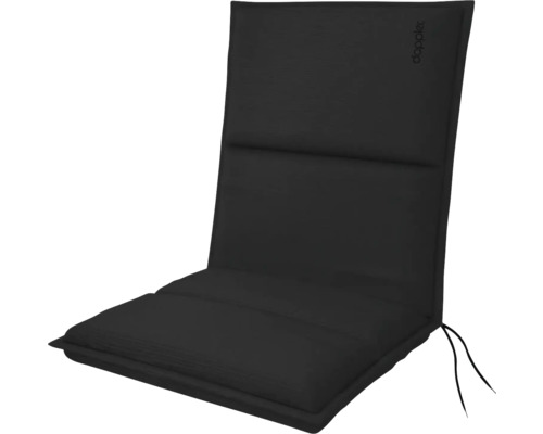 Poduška na stoličku a kreslo s nízkou opierkou 100 x 48 x 6 cm Doppler CITY 4412 Čierny sedák s vysokým operadlom a logom Doppler.