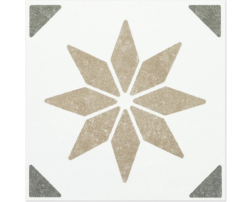 Dekoratívna dlaždica s hviezdicovým vzorom a trojuholníkmi v rohoch