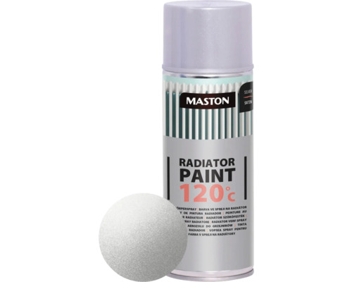 Farba v spreji na radiátor Maston Radiator Paint strieborný satin 0,4 l Sprej na radiátory Mastons s teplotnou odolnosťou do 120 stupňov