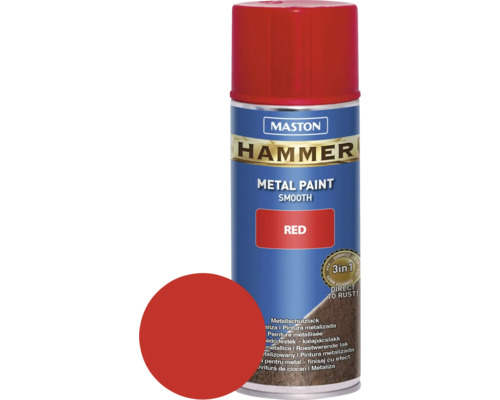 Ochranná farba na kov v spreji Hammer Maston červená hladká 400 ml Maston Hammer farba na kov červená, kovová sprejová dóza