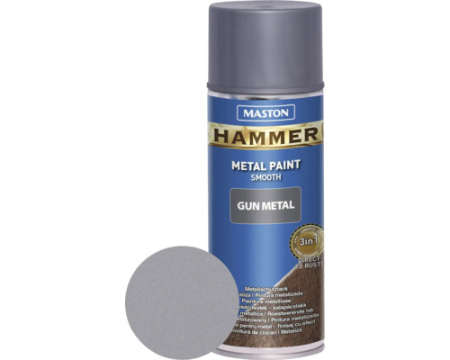 Ochranná farba na kov v spreji Hammer Maston sivá hladká 400 ml Maston Hammer metalická farba v spreji s kovovým efektom
