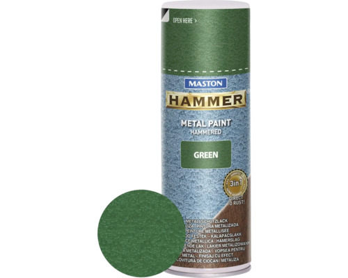 Ochranná kladivková farba v spreji Hammer Mastonr tmavo zelená 400 ml Sprej na kov Maston Hammer
