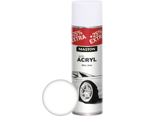 Antikorózna farba v spreji AutoACRYL Maston biela 500 ml Maston Auto Acryl lak v spreji s farebnou vzorkou