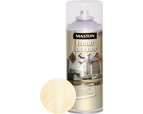 Lak na drevo v spreji Maston bezfarebný, vysoký lesk 400 ml Sprej na drevo Mastons