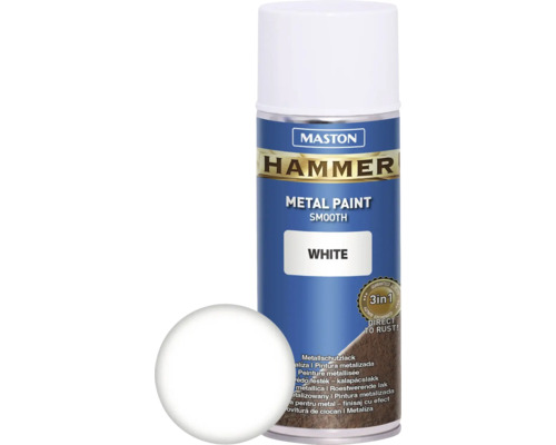 Ochranná farba na kov v spreji Hammer Maston biela hladká 400 ml Maston Hammer metalická farba v spreji