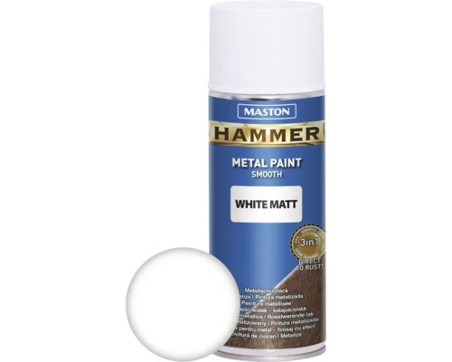 Ochranná farba na kov v spreji Hammer Maston biela 400 ml Maston Hammer metalická farba biela matná sprej