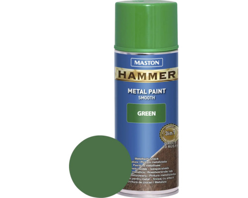 Ochranná farba na kov v spreji Hammer Maston zelená hladká 400 ml Maston Hammer metalická farba zelená v spreji