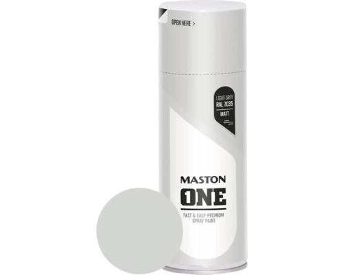 Lak v spreji Maston ONE Matt Light Grey RAL7035 svetlosivý 400 ml Maston One sprej, svetlosivá RAL 7035, matný