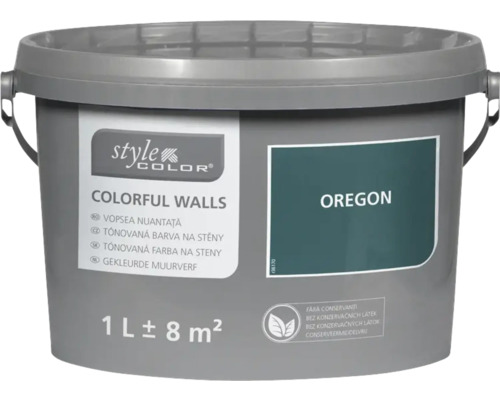 Farba na stenu StyleColor Oregon zelená 1 l Vedro s jedným litrom interiérovej farby Style Color Oregon na farebné steny